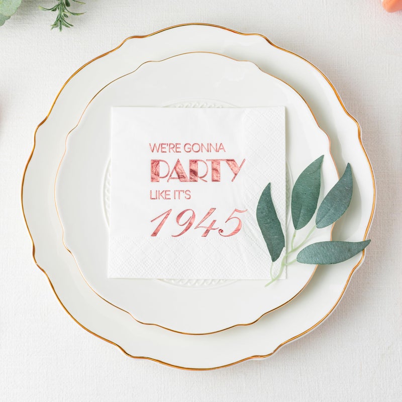 Crisky 80th Birthday Cocktail Napkins Rose Gold for Women 80th Birthday Party Decorations for Cake Dessert Berverage Table, 80th Birthday Party Supplies 50 Pcs Disposable Napkins, 3-Ply - Image 5